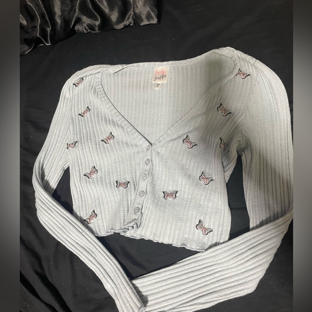 Light Blue long sleeve crop top